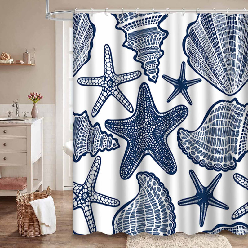 Rideau de douche à 12 crochets Shell, L 72 po x l 84 po