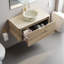 Meuble-lavabo flottant 36 po avec lavabo en céramique à motif de pierre, plateau en pierre frittée à motif de travertin et tiroir de rangement, pré-assemblé
