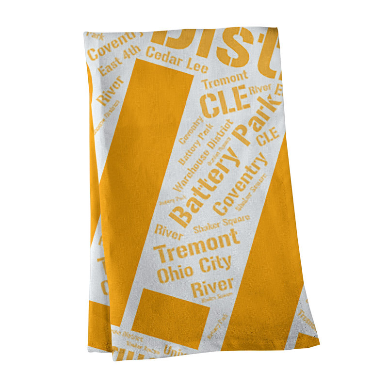 Cotton Tea Towel Kitchen Towel, Yellow, Cleveland