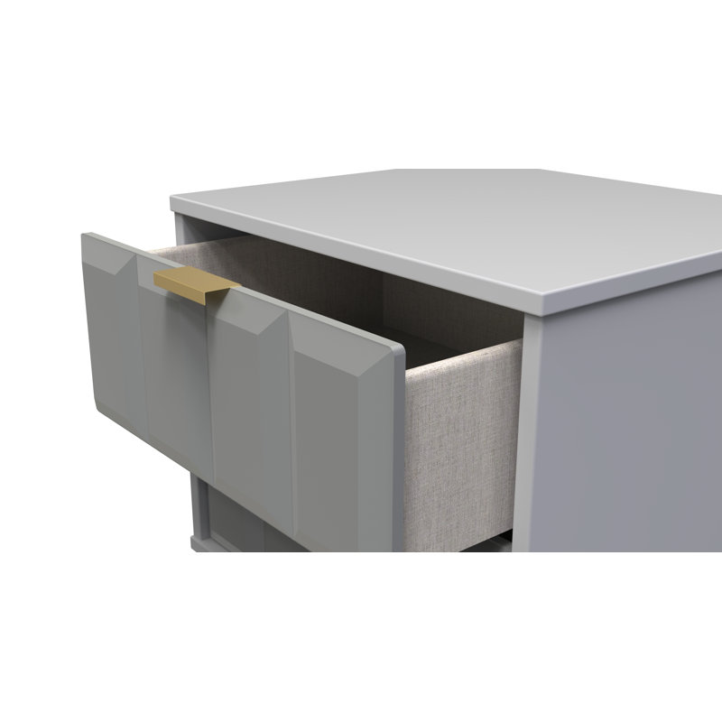 Allem 2 Drawer Bedside Cabinet (Ready Assembled), Shadow Matt/Grey