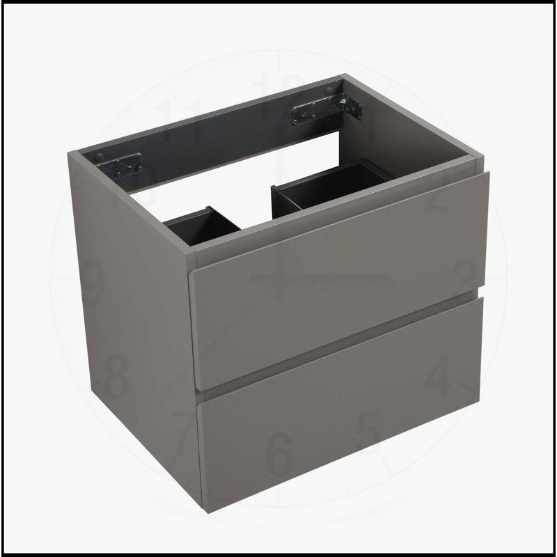 Meuble-lavabo mural avec tiroirs doubles SANS lavabo, Gris, H 20,5 po x l 23,8 po x P 17,9 po