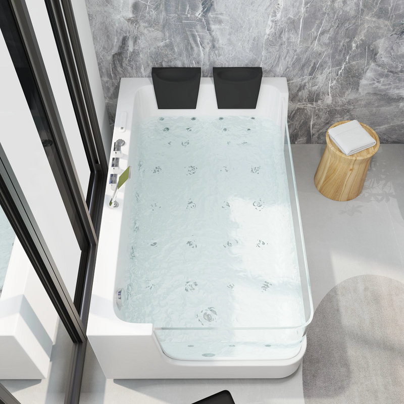 70.9'' x 43.3'' Whirlpool Acrylic Bathtub with Faucet