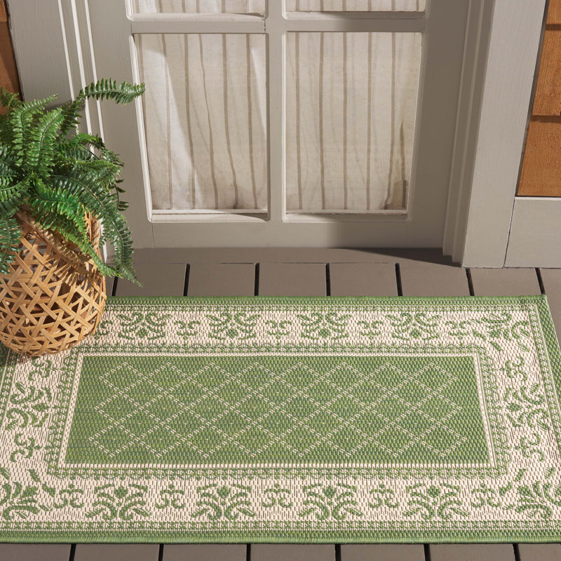 Bordeaux Oriental Green Indoor / Outdoor Area Indoor/Outdoor Area Rug, Square 7'1