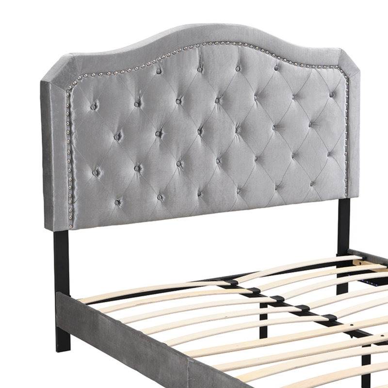Velours capitonné avec capitonnage avec lumière DEL, Gris clair