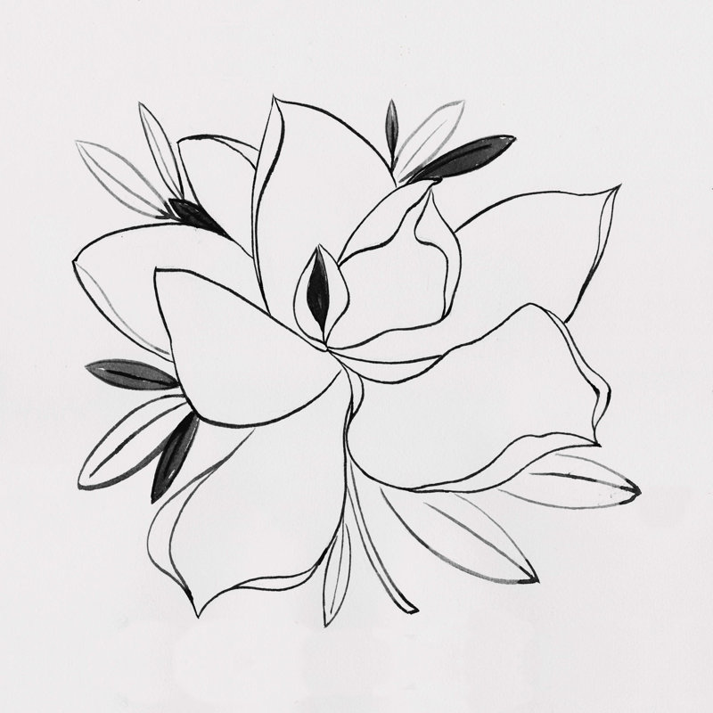 Magnolia Rendering - impression sur toile tendue, H 30 po x l 30 po