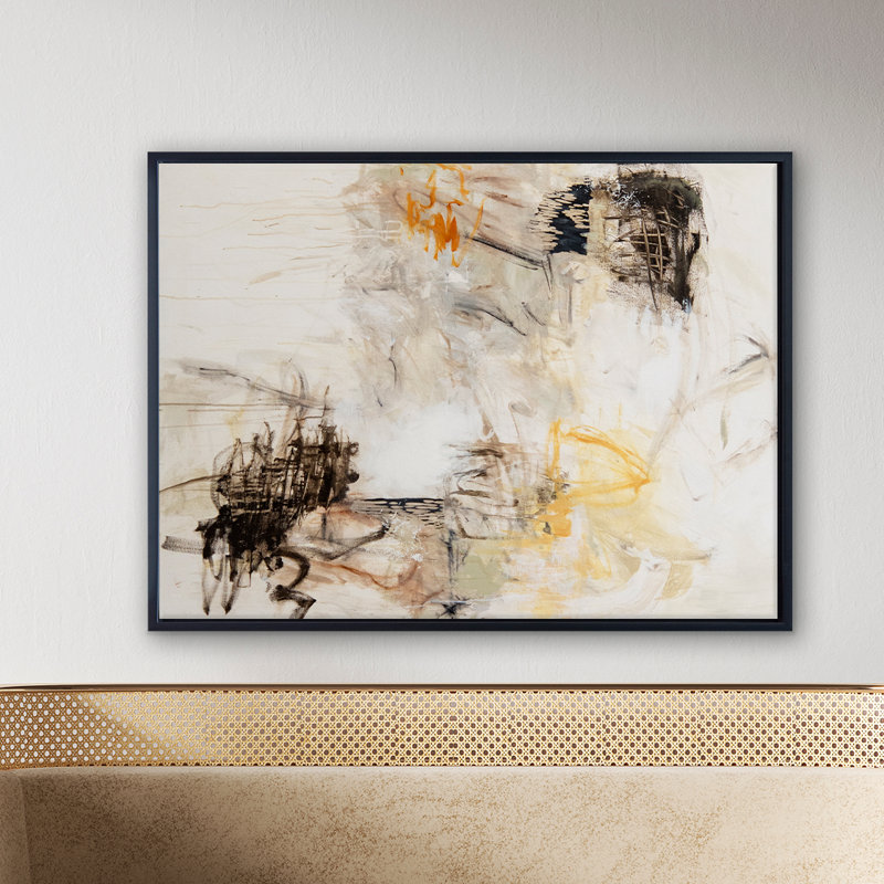 «Remains Neutral» par Patricia Schwimmer - reproduction d'art, H 30 po x l 40 po x P 2,375 po, Toile avec cadre noir
