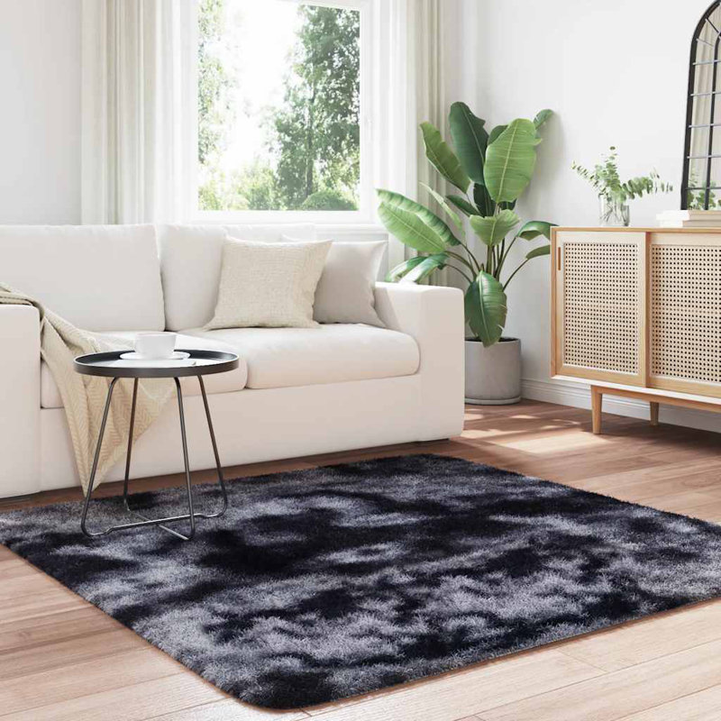 Shaggy Rug High Pile NAVARRA Dark Grey Polyester, Square 160cm