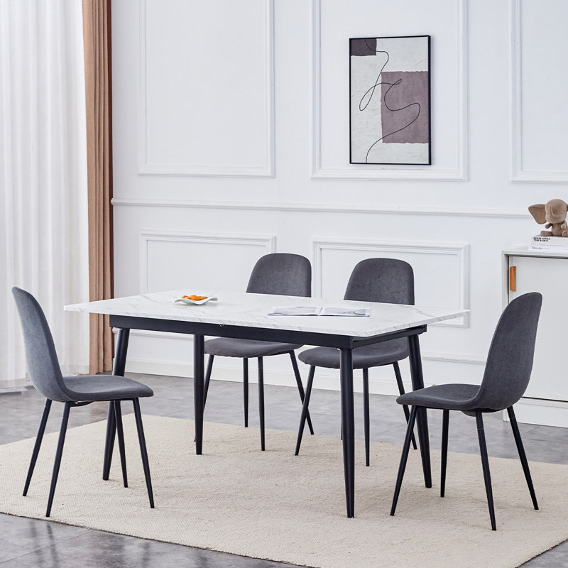 Ensemble de table de cuisine moderne de 59 à 75 po avec structure en métal robuste, parfait pour la cuisine à domicile, peu encombrant