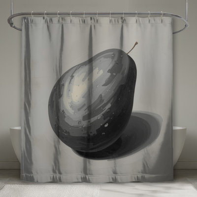 Monochrome Pear Illustration Shower Curtains Extra Long