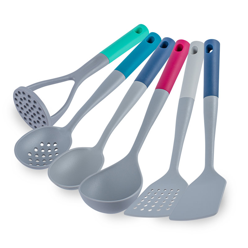 Ensemble d'ustensiles de cuisine en silicone de 10 pièces antidérapants 6 pièces, accessoires de cuisine résistants à la chaleur et au lave-vaisselle, ustensiles de cuisine durables assortis