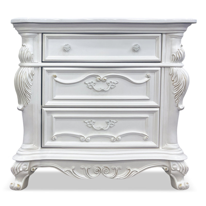 Congresbury 3-Drawer Nightstand, White