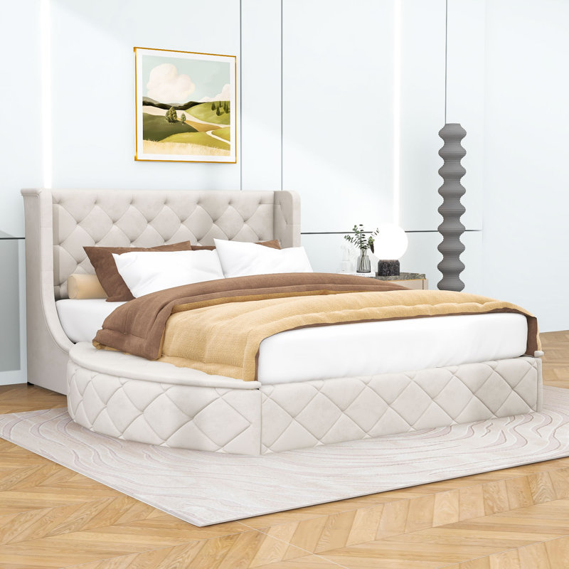 Jorina Queen Platform Bed, Beige