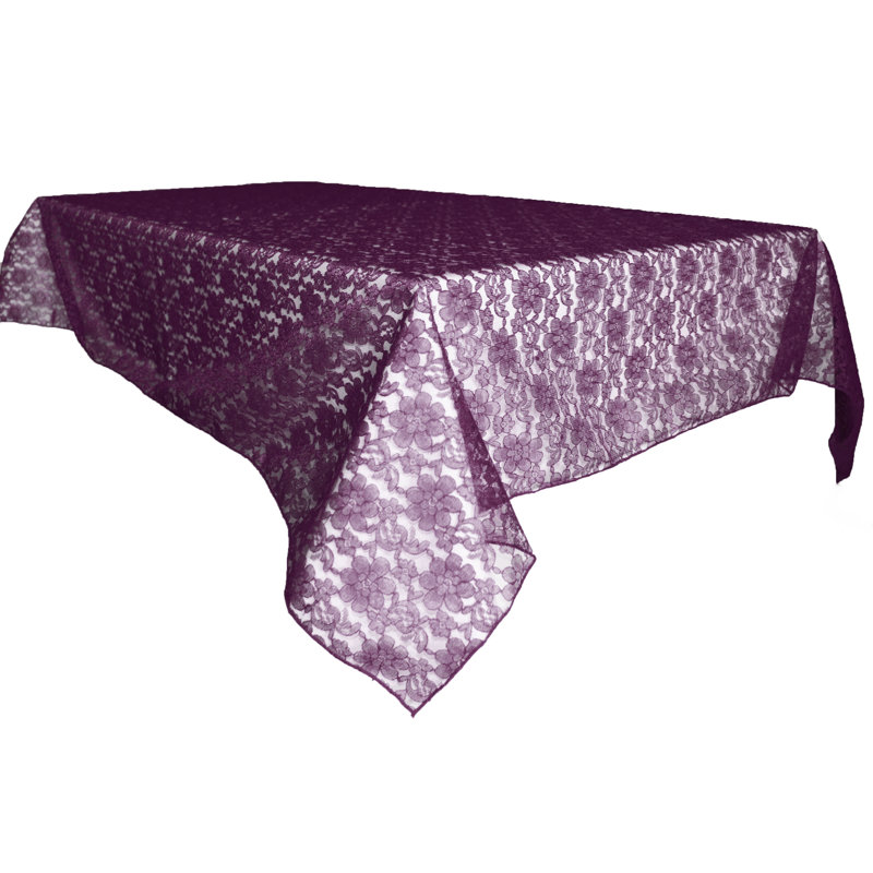 Floral Lace Overlay, 120" x 58", Plum
