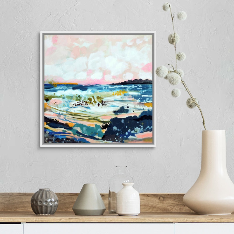 «Surfscape IV» par Karen Fields - reproduction d'art, H 18 po x l 18 po x P 1,75 po, Toile blanche encadrée