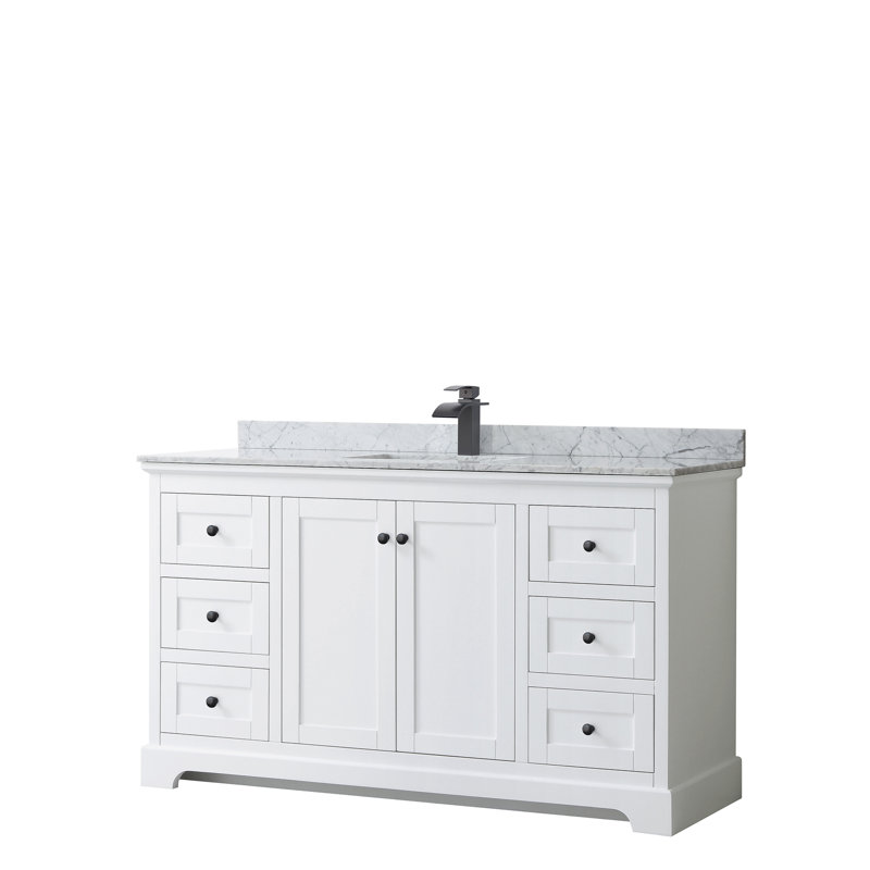 Avery 60" White Marble Single Bathroom Vanity