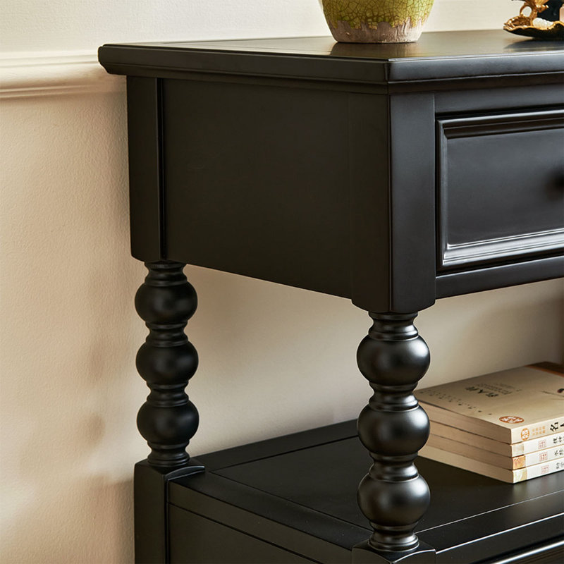 Buffet de rangement noir de style français rétro, H 35,43 po x l 55,11 po x P 15,74 po