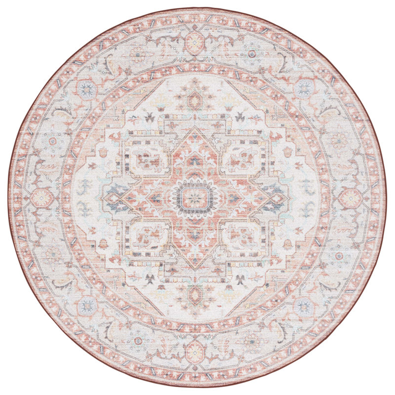 Sayne Performance Machine Washable Oriental Rug, Round 6'
