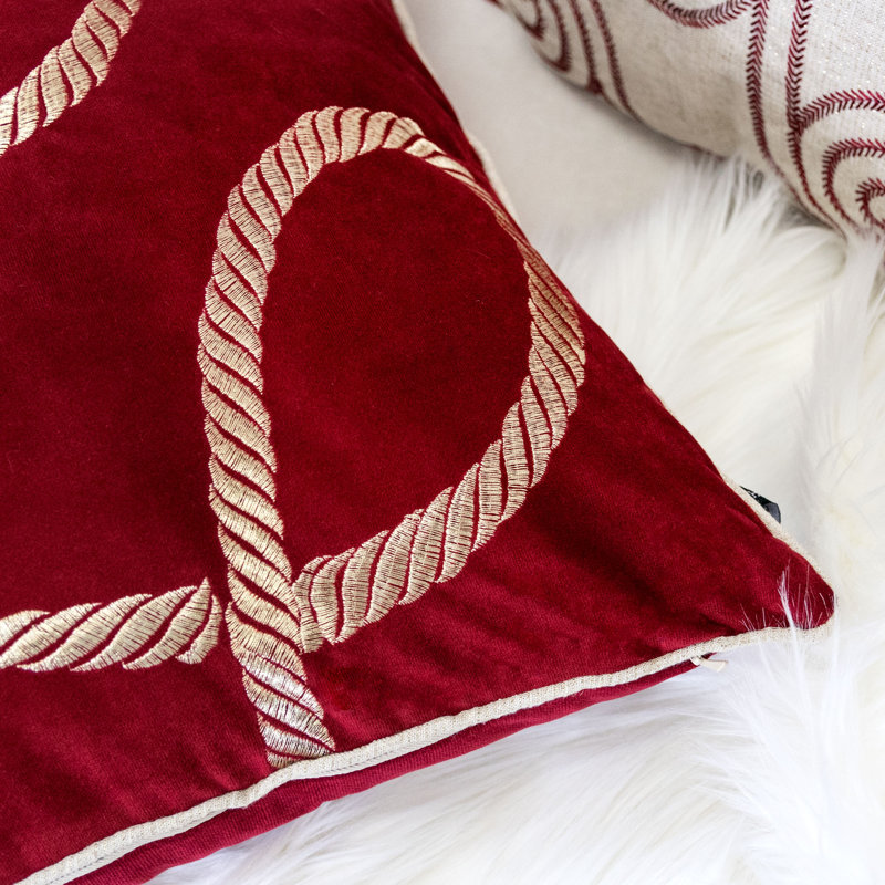 Canale Embroidery Indoor/Outdoor Throw Pillow, Red
