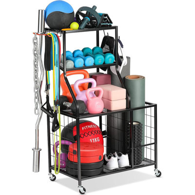 Weight Rack Home Gym Storage, Yoga Mat Storage Rack Workout Equipment Storage Rack