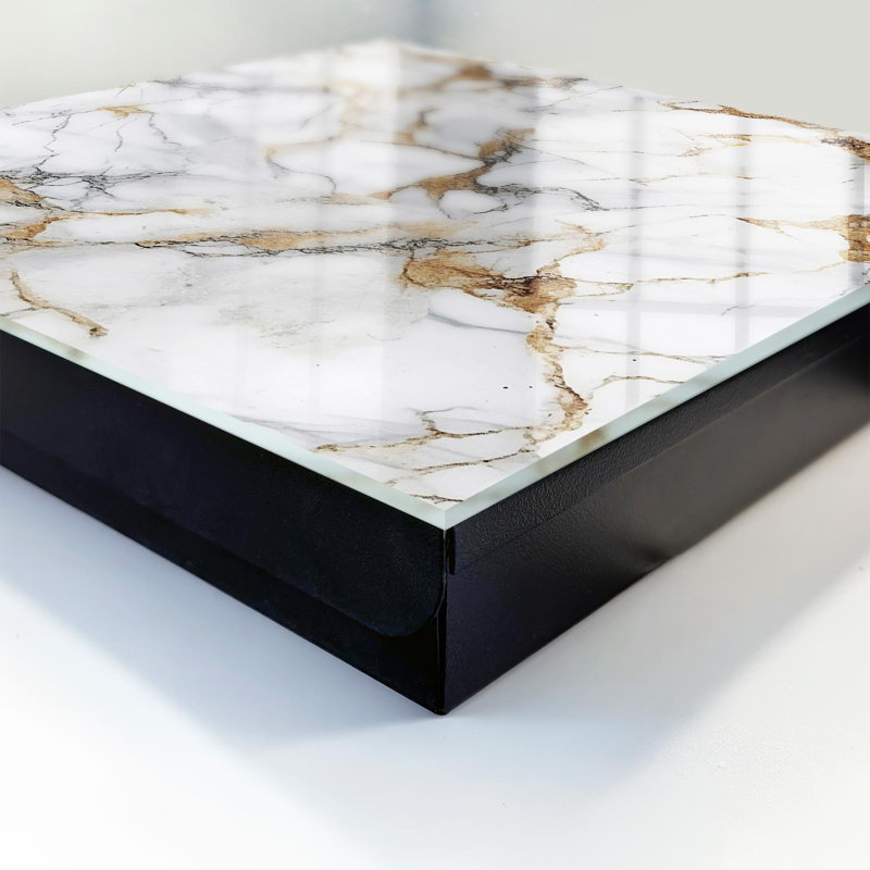 Wall mounted key box, Opens to the left, 30x30x5, Black, Marble texture with elegant veins, 