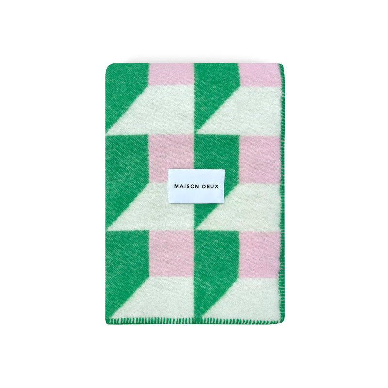 CUBICS Blanket, Dark Green/Pink