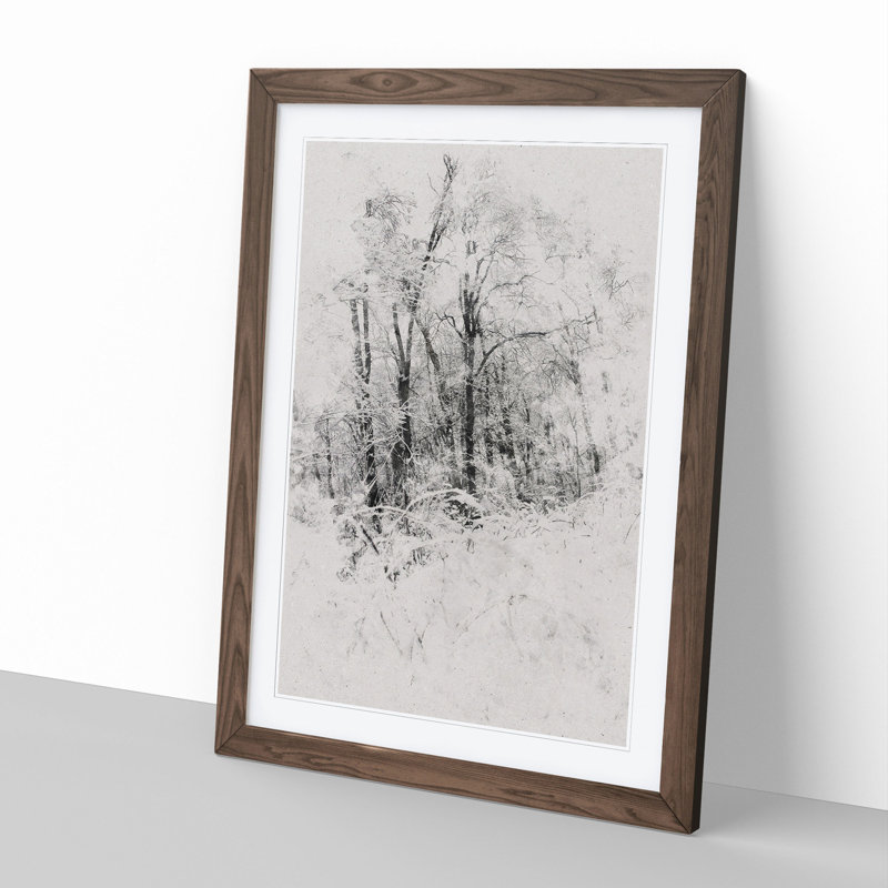 Winter Forest Vol.4 Watercolour - Picture Frame Graphic Art, 65cm H x 48cm W x 2cm D, Walnut