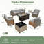 Ensemble de conversation en rotin PE avec foyer d'extérieur au propane et table d'appoint solaire à DEL 9 pièces Sturgill, ensemble modulaire de patio modulaire avec coussins-779575335