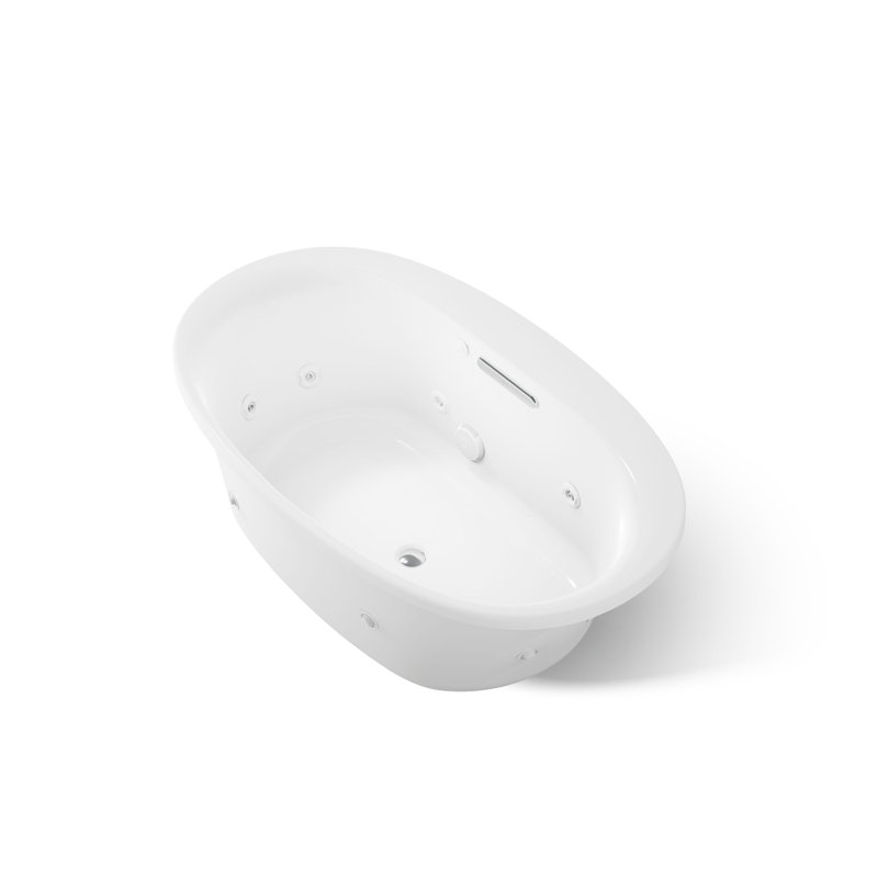 Underscore Ova 60" x 36" Drop In Whirlpool Acrylic Bathtub with Heater Included, White