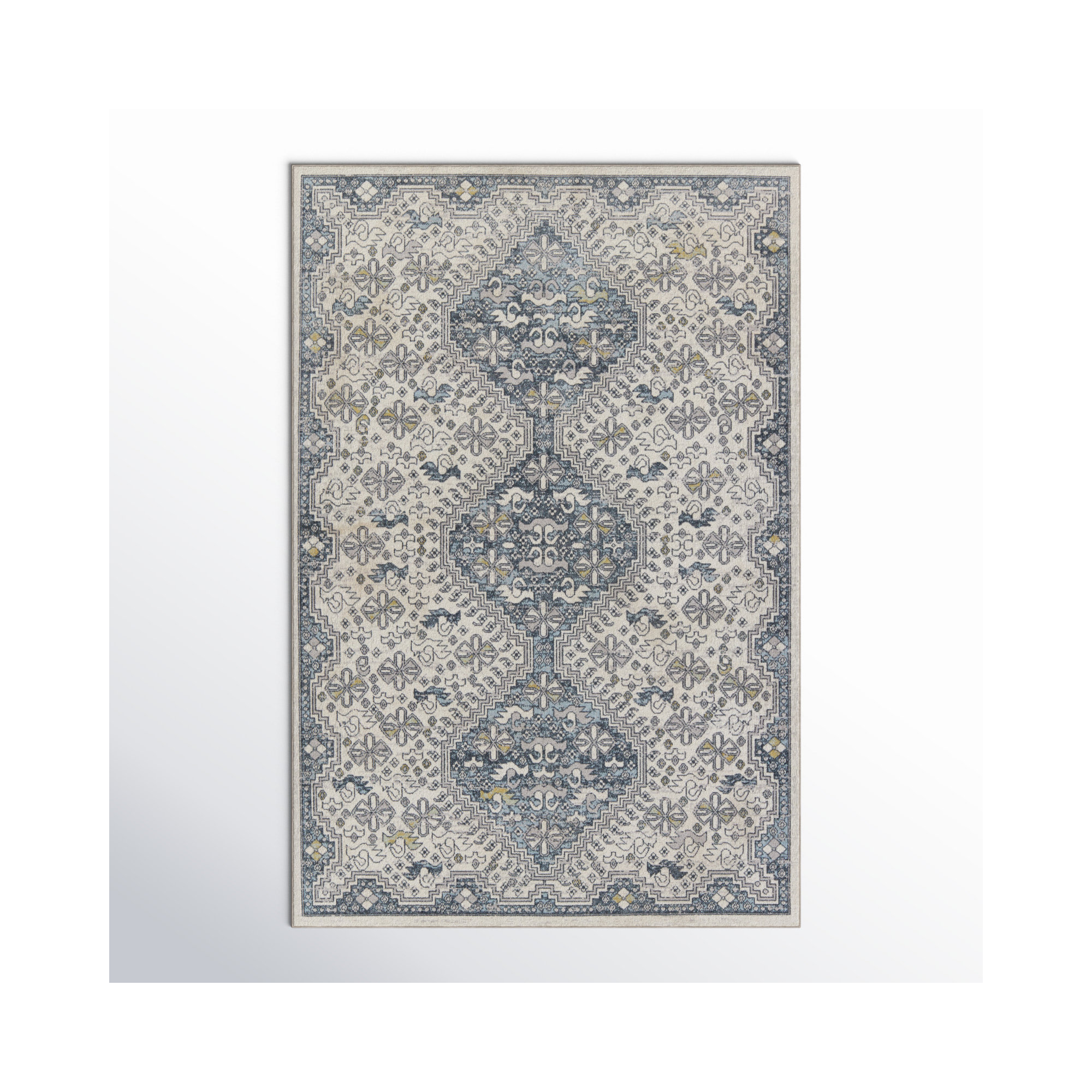 Phoebe Cream/Blue Rug, Rectangle 2' x 3'