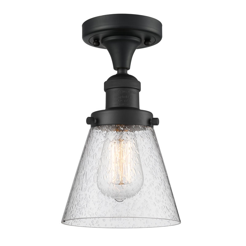 Plafonnier semi-encastré 1 lumière Cone, Noir mat, Ampoule non incluse, Grainé