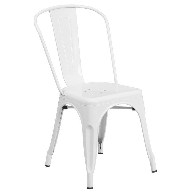Ensemble de table en métal pour l'intérieur et l'extérieur, H 29,5 po x l 31,5 po x P 31,5 po, 5, Blanc