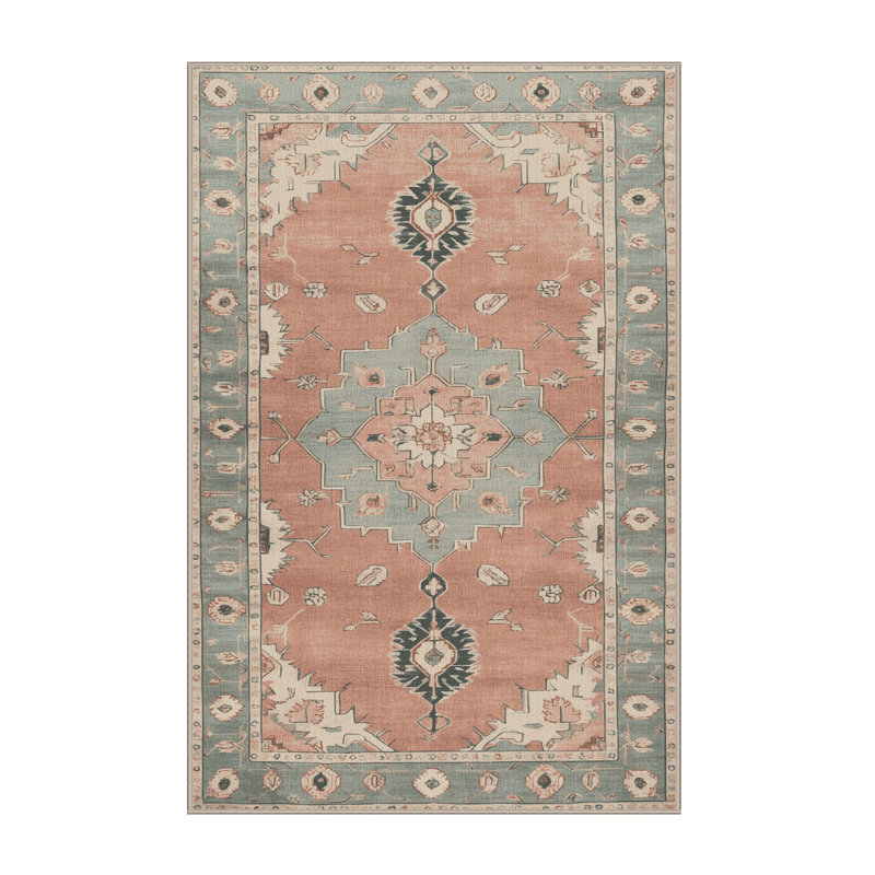 Tapis beige lavable à la machine Afyon, Rectangle 2 pi x 3 pi