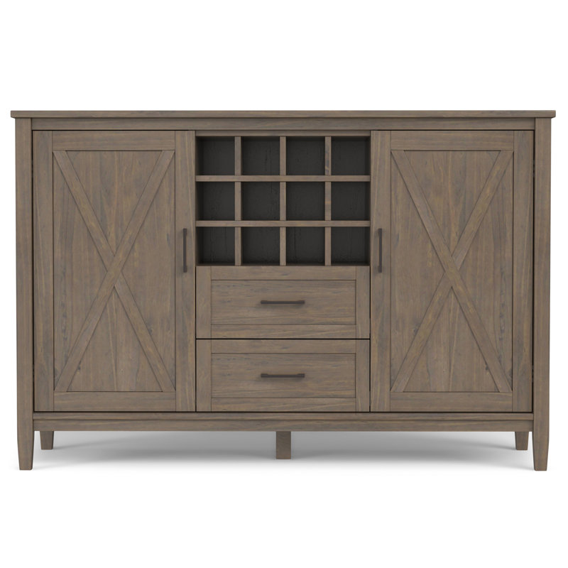 Ela 54"W Solid Wood 2-Door Sideboard Buffet with Wine Rack and 2 Drawers