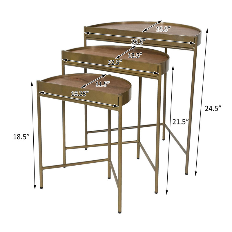 Nomin Solid Wood 3 Legs Nesting Tables