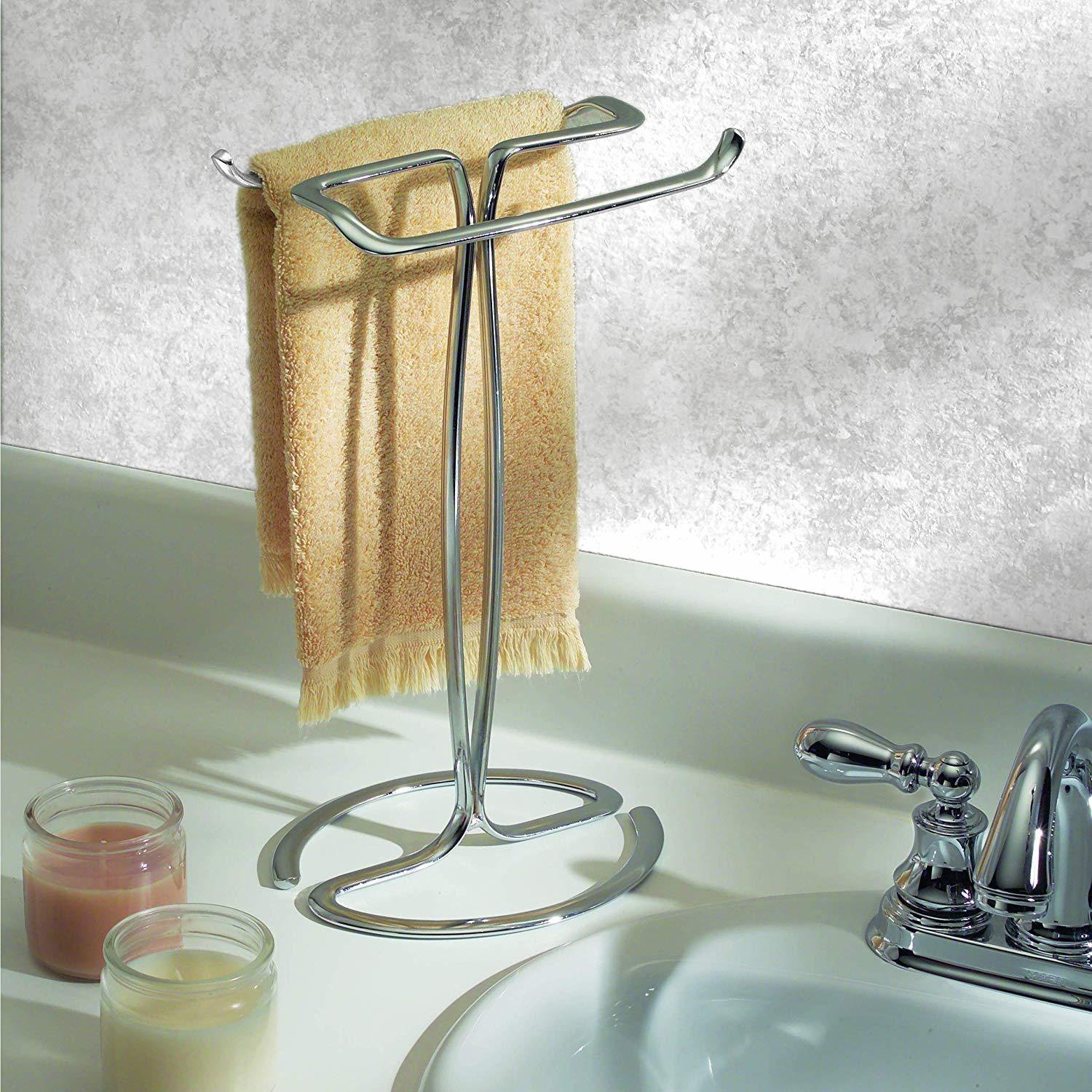 YUEZHUSHANGMAO Metal Hand Towel Rack, Holds 2 Hand Towels, (Chrome ...