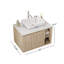 Meuble-lavabo mural de 76 cm avec lavabo en céramique, armoire en bois cannelé, meuble-lavabo suspendu avec étagères ouvertes et rangement dissimulé, fini chêne naturel
