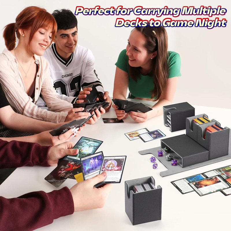 Deck Box With Dice Tray, 5 In 1 Commander Deck Box Fits 840+...