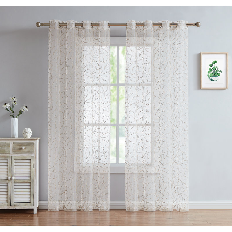Sheer Curtain Pair, Linen, 54" W x 108" L