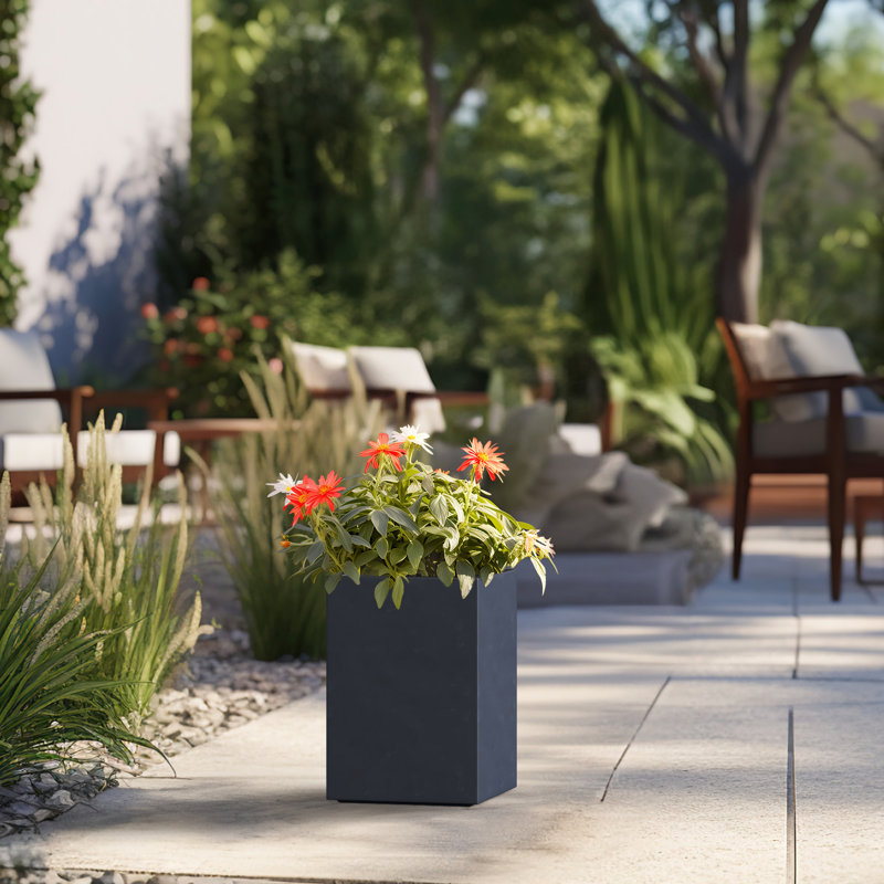 Grand pot à fleurs 19 po, H 13 po x l 9 po x P 9 po, Gris granite