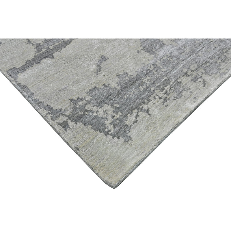 High-Quality Hand-Knotted Silver And Black Area Rug