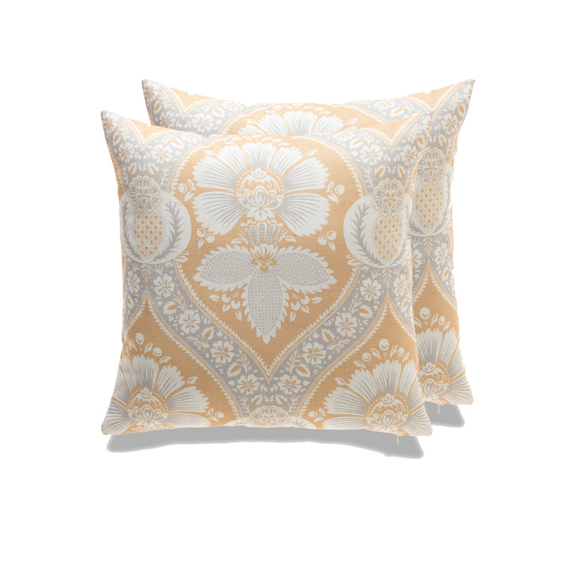 Coussin en lin damassé réversible, Polyester, Gris