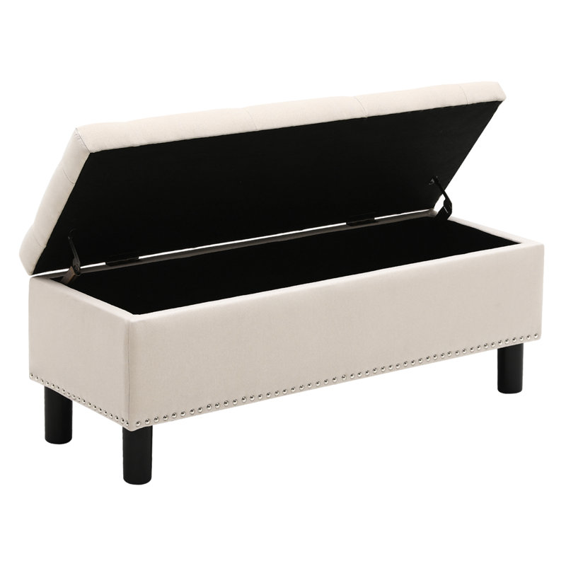 Banc de rangement avec repose-pieds Dekker, Beige