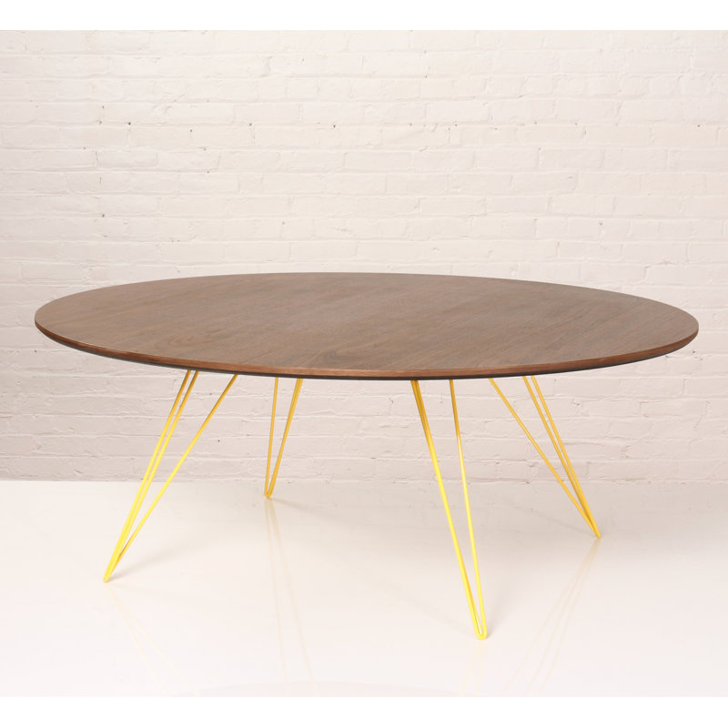 Williams Single Coffee Table, Yellow, 18" H x 46" W x 40" D, Walnut