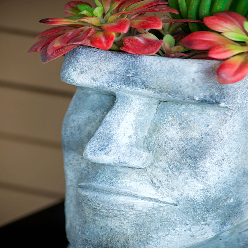 5X5.5X9" Easter Island Cement Planter