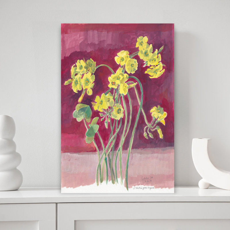 Oxalis Floral Painting Modern Romantic Abstract Wall Art, 18" H x 12" W