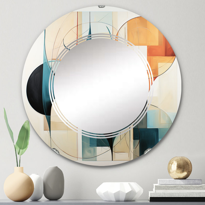 Carnduff - Miroir mural Mid-Century rond, 24 po x 24 po