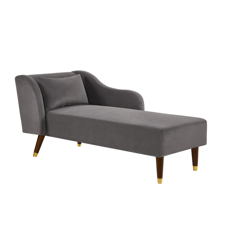 Chaise longue moderne en velours gris avec surface à griffes - structure stable