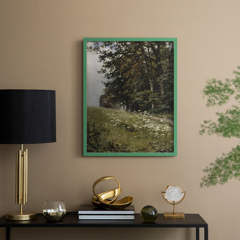 Impression florale vintage encadrée CCXCIX - bois massif, H 21 po x l 17 po, Vert