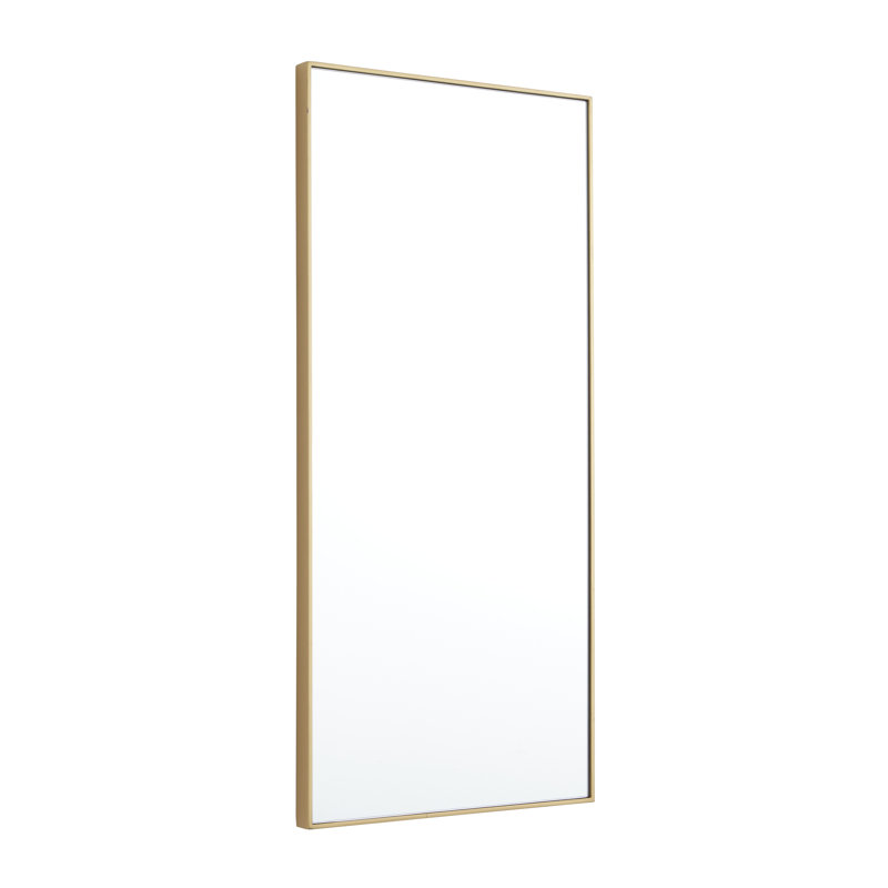 Miroir mural en bois avec un cadre fin et minimaliste, Doré, 30 po x 14 po