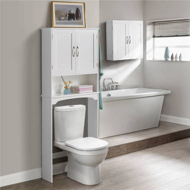 3 -Tier Toilet Storage Rack Over-the-Toilet Bathroom Shelf 100% Pine Wood Latitude Run Finish: Gray